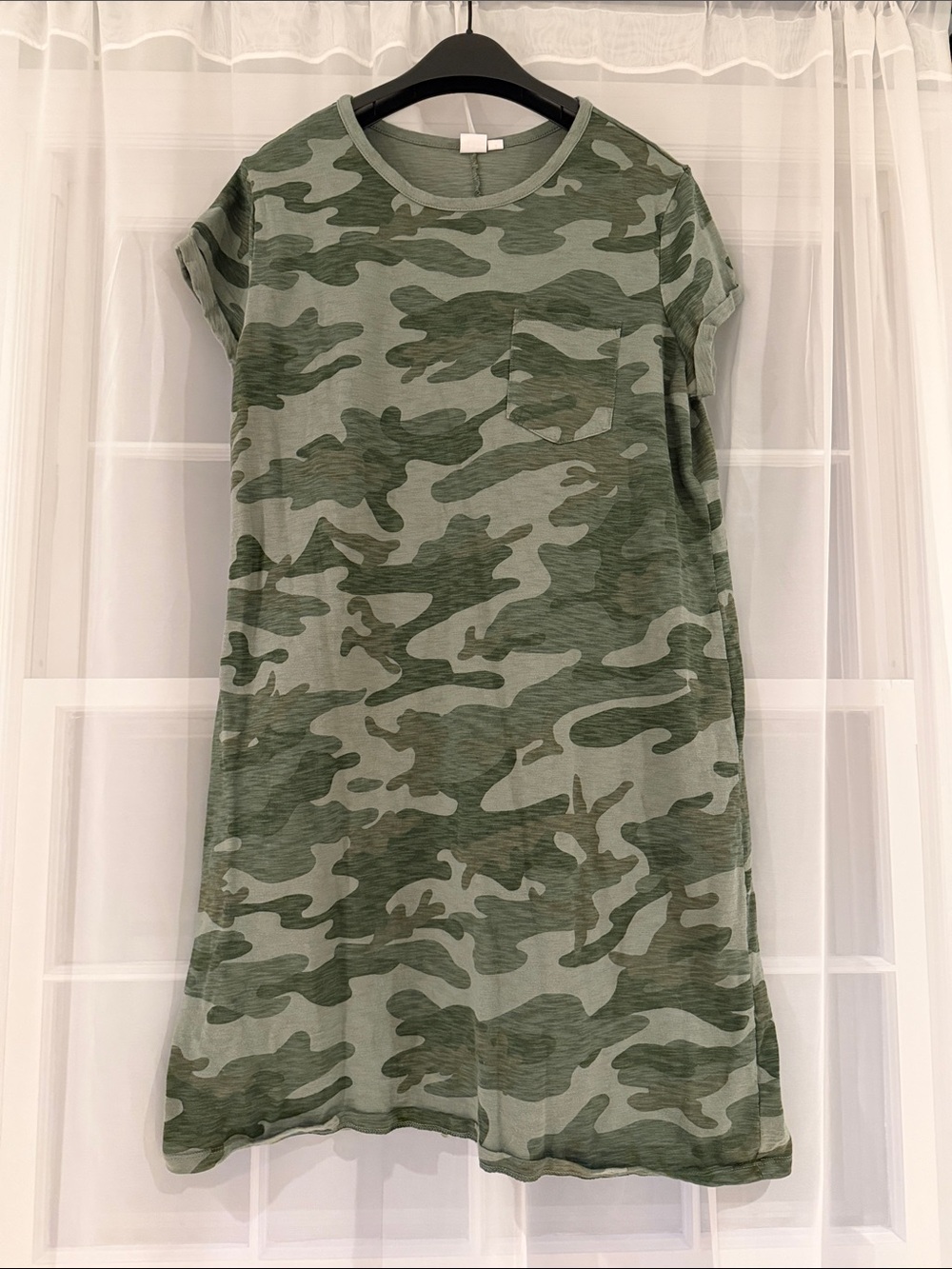 GAP Green Camo Tee Dress with Pocket